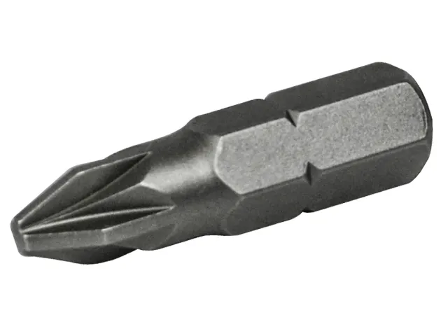 Black screwdriver bit on a white background