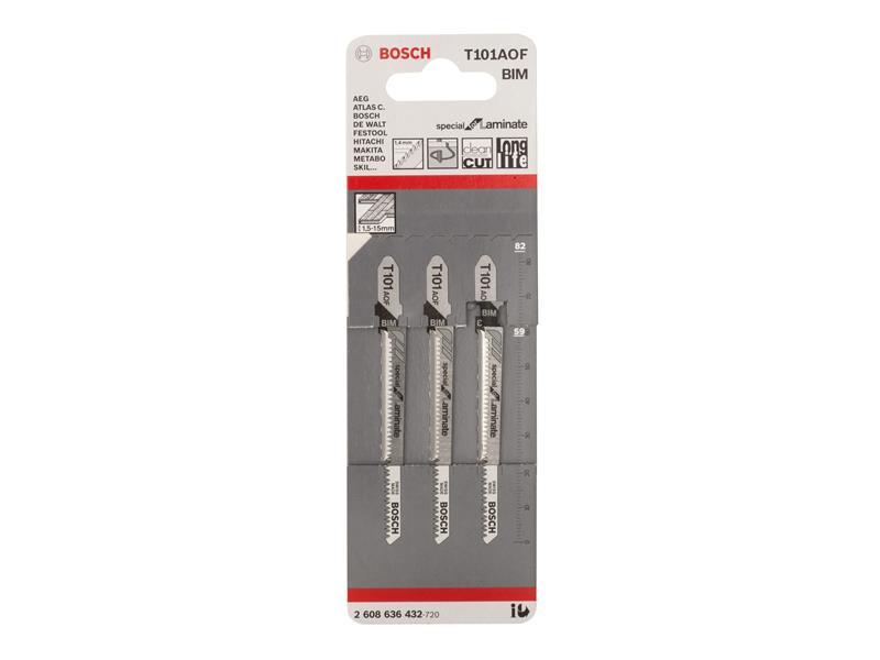 T 101 AOF Jigsaw Blades 1 x Pack of 3 Laminate, Bosch