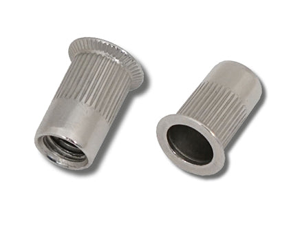 A4 St.Stl Csk Head Round Knurled Body Open JRP Rivet Nuts, Morgans OJ