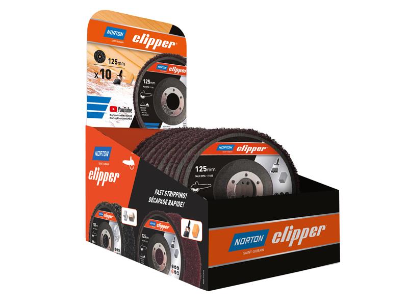 115mm Rapid Strip Wood Counter Display of 10, Norton Clipper