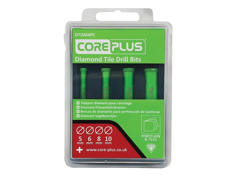 DTDM4PC Diamond Tile Drill Bit Set, 4 Piece, CorePlus