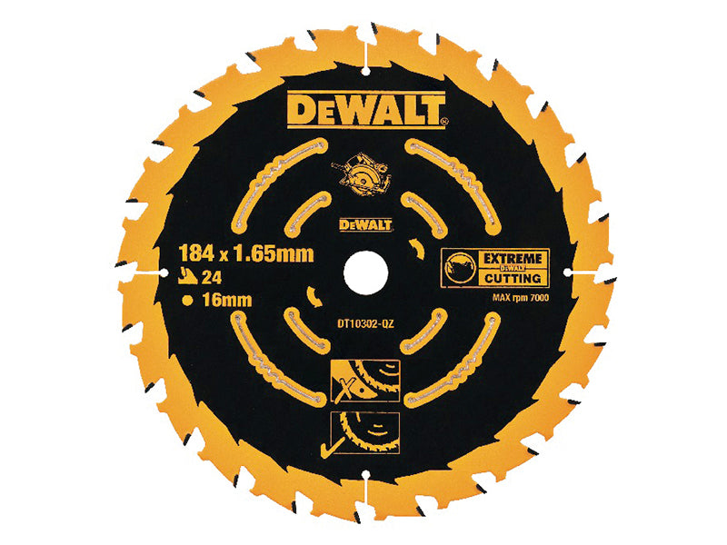 Extreme Framing Circular Saw Blade 184 x 16mm x 24T, DEWALT