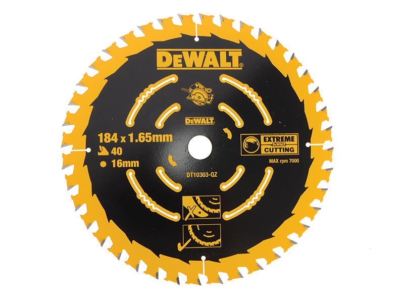Extreme Framing Circular Saw Blade 184 x 16mm x 40T, DEWALT