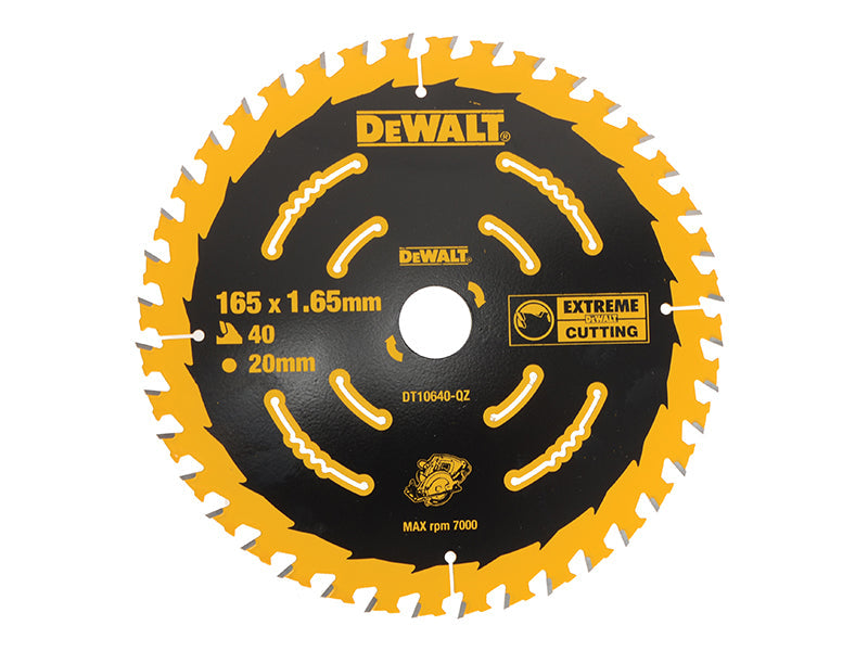 Cordless Extreme Framing Circular Saw Blade 165 x 20mm x 40T, DEWALT