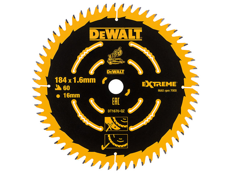 Cordless Mitre Saw Blade For DCS365 184 x 16mm x 60T, DEWALT