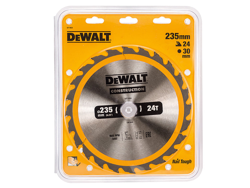Portable Construction Circular Saw Blade 235 x 30mm x 24T, DEWALT