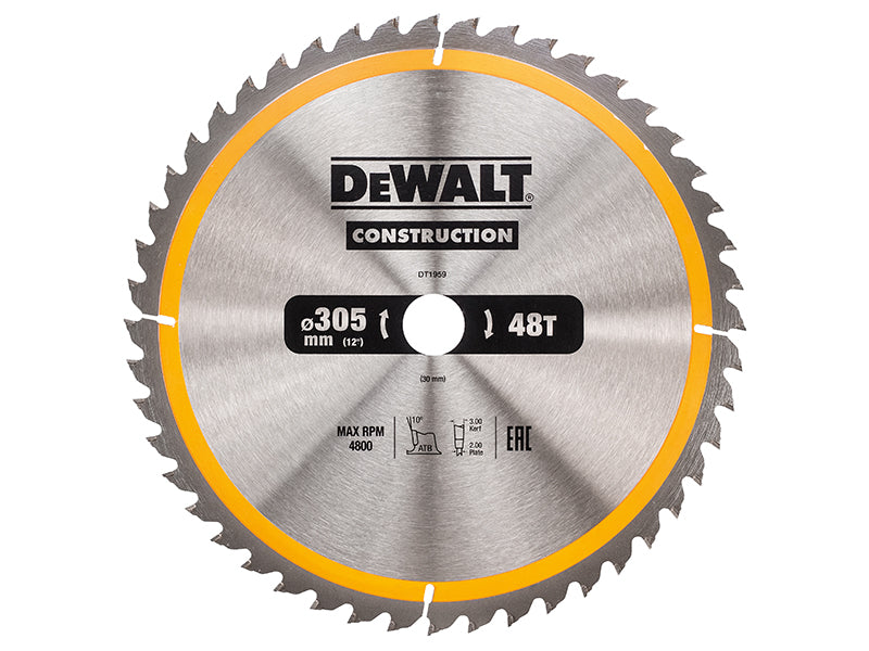 Stationary Construction Circular Saw Blade 305 x 30mm x 48T, DEWALT