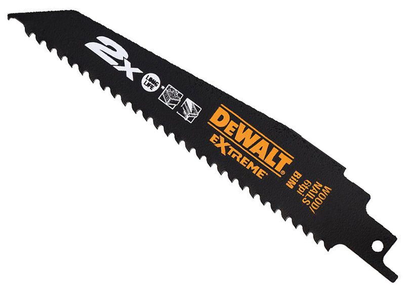 2X Life Wood & Nail Reciprocating Blade 228mm x 6 TPI Pack of 5, DEWALT
