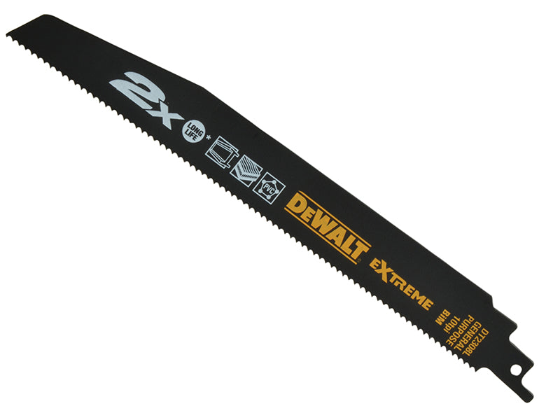 2X Life General Purpose Reciprocating Blade 228mm x 10 TPI (Pack 5), DEWALT