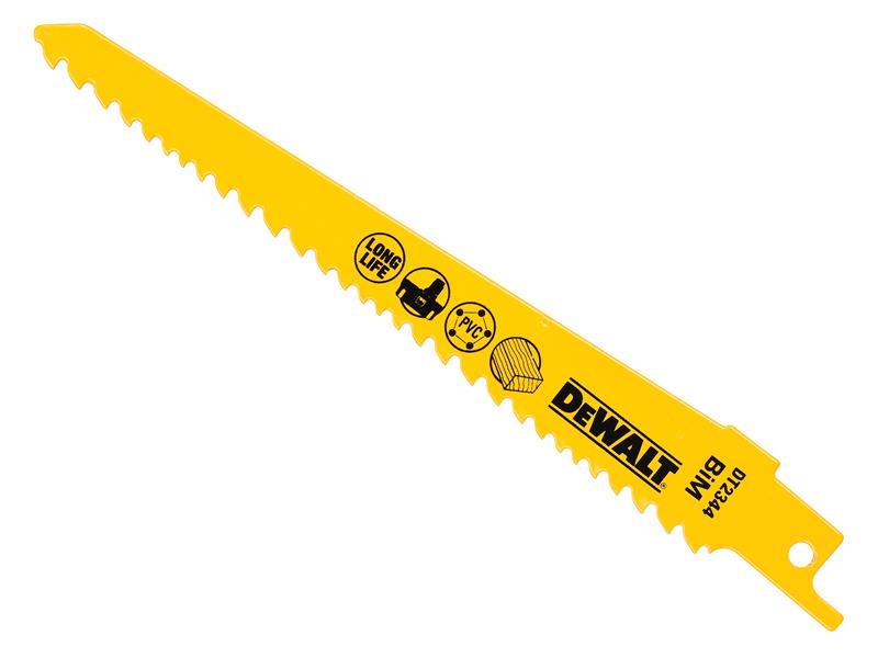 Bi-Metal Reciprocating Blade for Wood Cordless 152mm Pack of 5, DEWALT