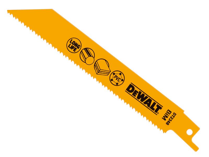 Bi-Metal Reciprocating Blade for Plastic & Pipes 152mm( Pack 5), DEWALT