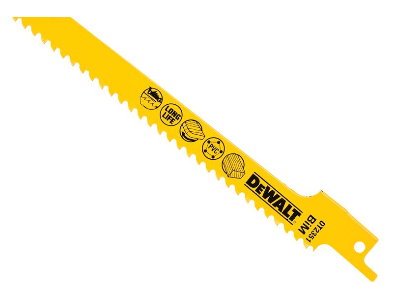 Bi-Metal Reciprocating Blade for Wood, Fine Fast Cuts 152mm x 6 TPI (Pack 5), DEWALT