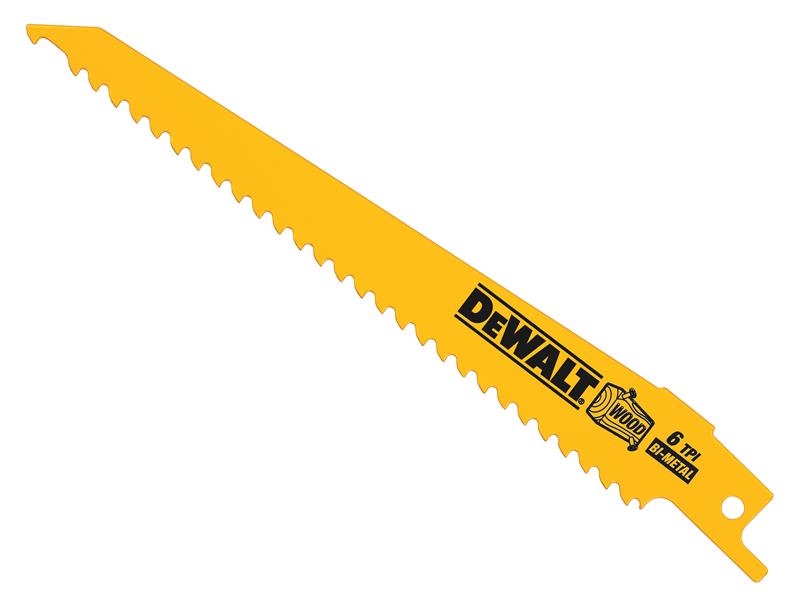 Bi-Metal Reciprocating Blade for Wood with Nails 152mm (Pack 5), DEWALT