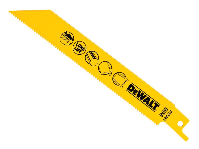 Bi-Metal Reciprocating Blade for Metal 152mm x 14 TPI (Pack 5), DEWALT