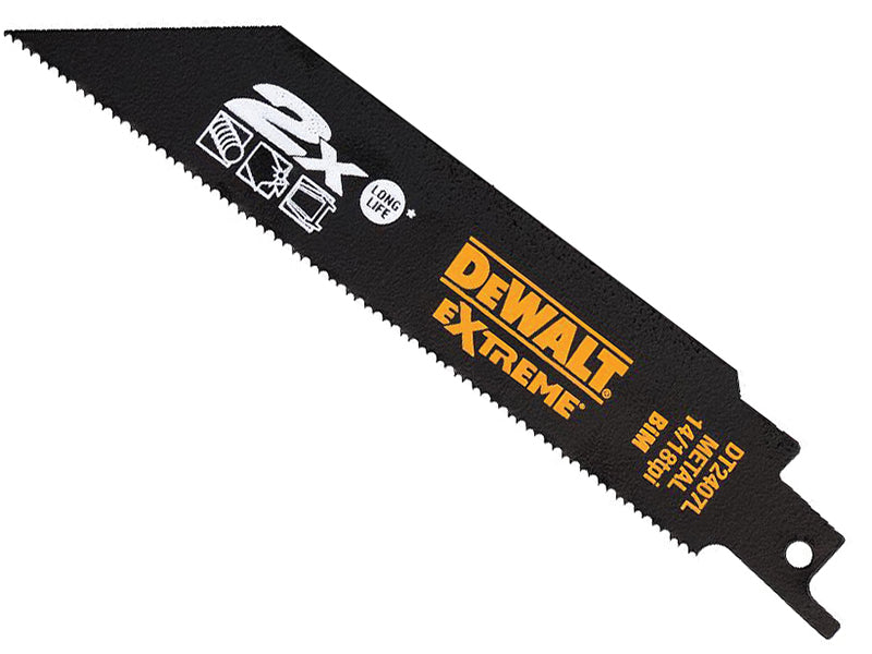 2X Life Metal Reciprocating Blade 152mm x 14/18 TPI Pack of 5, DEWALT