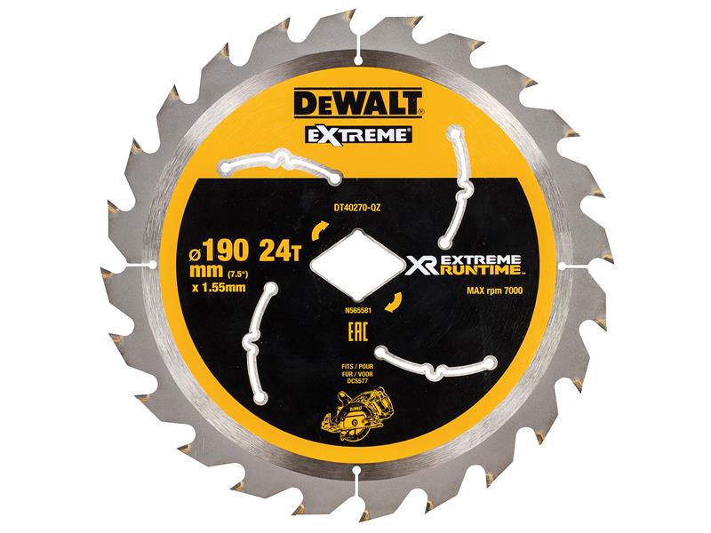Extreme Runtime FlexVolt Circular Saw Blade 190mm x Diamond x 24T, DEWALT