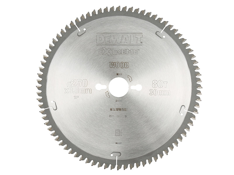Series 40 Circular Saw Blade 250 x 30mm x 80T TCG/Neg, DEWALT