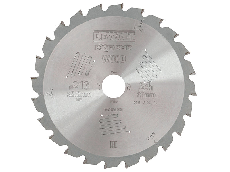 Series 60 Circular Saw Blade 216 x 30mm x 24T ATB/Neg, DEWALT
