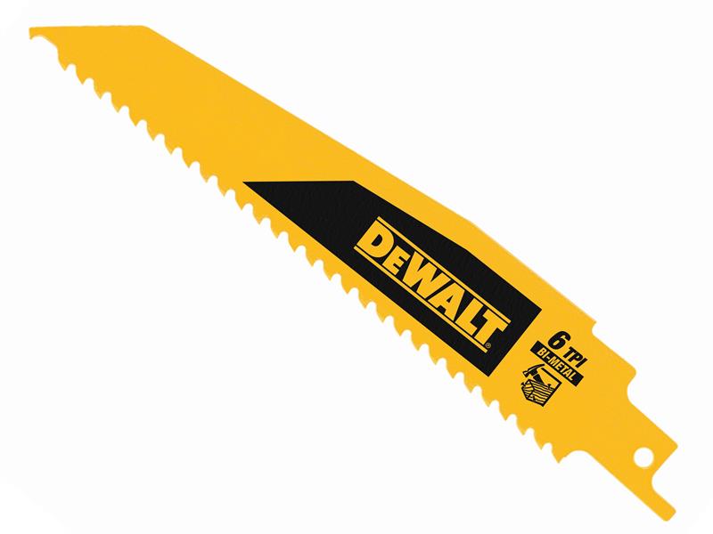 Bi-Metal Wood Demolition Reciprocating Blade 152mm x 6 TPI (Pack 5), DEWALT