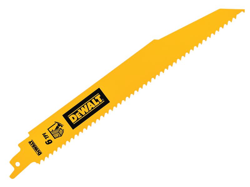 Bi-Metal Wood Demolition Reciprocating Blade 228mm x 6 TPI (Pack 5), DEWALT