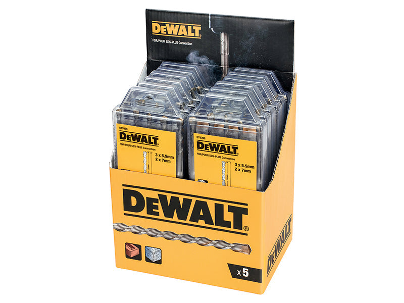 DT9398 SDS Plus Drill Bit Set, 5 Piece Display of 12, DEWALT