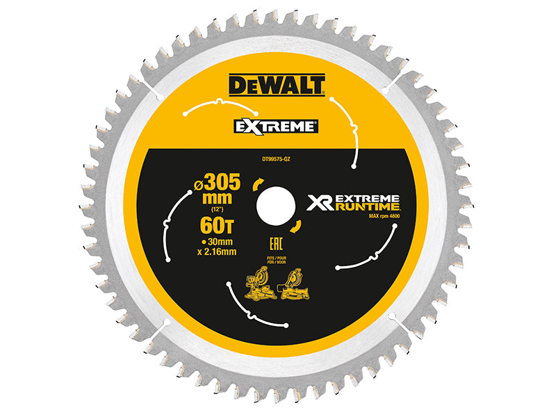 XR FlexVolt Mitre Saw Blade 305 x 30mm x 60T, DEWALT
