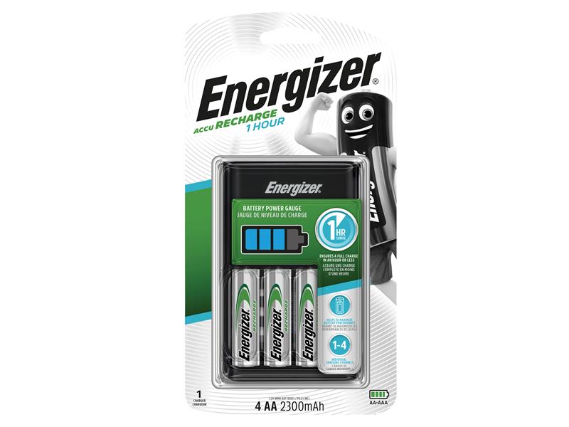 1 Hour Charger plus 4 x AA 2300 mAh Batteries, Energizer®