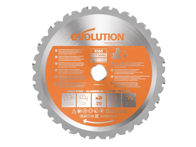 Multi-Material Mitre Saw Blade 185 x 20mm x 20T, Evolution