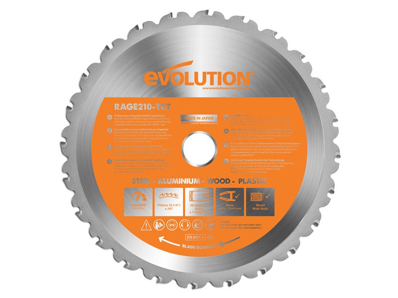 Multi-Material Mitre Saw Blade 210 x 25.4mm x 24T, Evolution