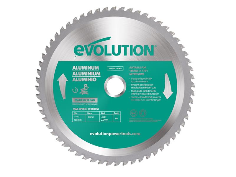 Aluminium Cutting Circular Saw Blade 185 x 20mm x 60T, Evolution