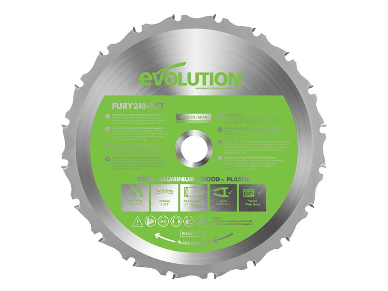 FURY® Multi-Purpose TCT Circular Saw Blade 210 x 25.4mm x 20T, Evolution