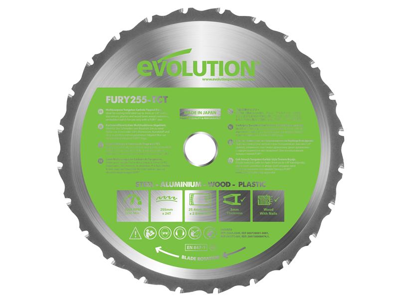FURY® Multi-Purpose TCT Circular Saw Blade 255 x 25.4mm x 24T, Evolution