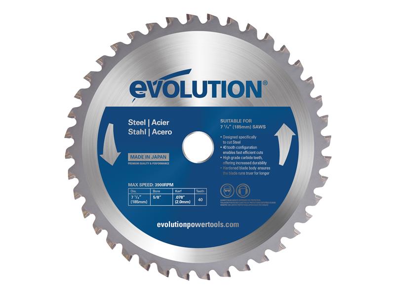 Mild Steel Cutting Circular Saw Blade 185 x 20mm x 40T, Evolution