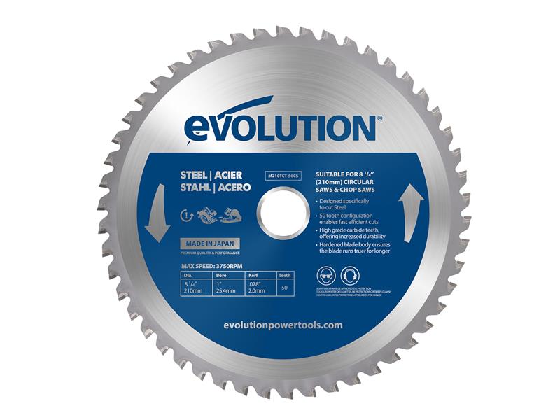 Mild Steel Cutting Circular Saw Blade 210 x 25.4mm x 50T, Evolution