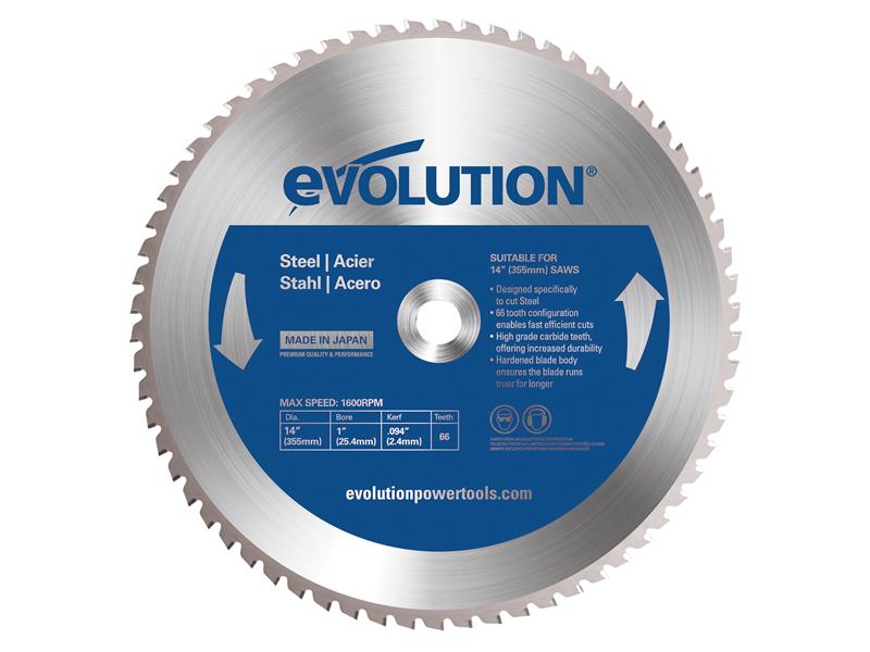 Mild Steel Cutting Chop Saw Blade 355 x 25.4mm x 66T, Evolution