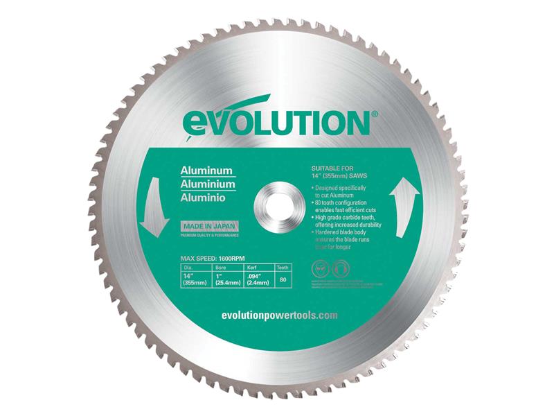 Aluminium Cutting Chop Saw Blade 355 x 25.4mm x 80T, Evolution
