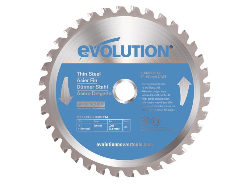 Thin Steel Cutting Circular Saw Blade 180 x 20mm x 36T, Evolution