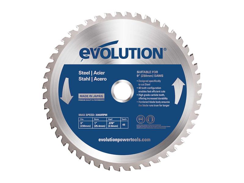 Mild Steel Cutting Circular Saw Blade 230 x 25.4mm x 48T, Evolution
