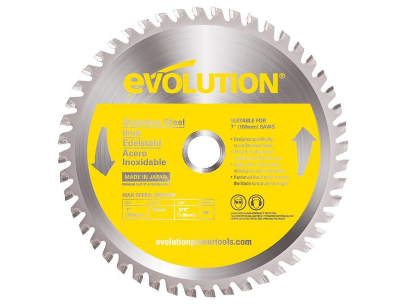 Stainless Steel Cutting Circular Saw Blade 180 x 20mm x 48T, Evolution