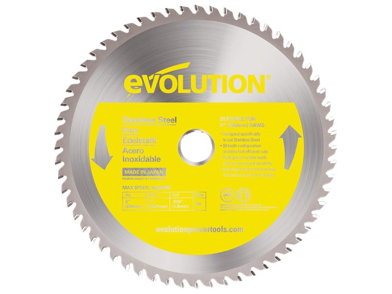 Stainless Steel Cutting Circular Saw Blade 230 x 25.4mm x 60T, Evolution