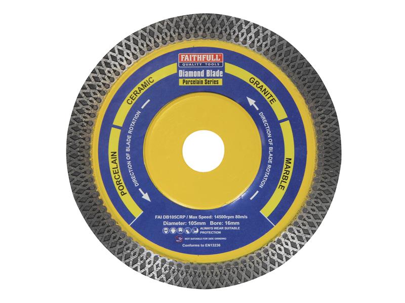 Porcelain Diamond Blade 105 x 16mm, Faithfull