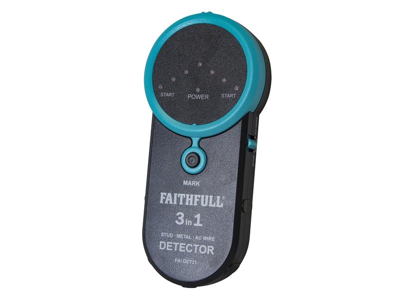 3-in-1 Detector Stud Metal & Live Wire, Faithfull