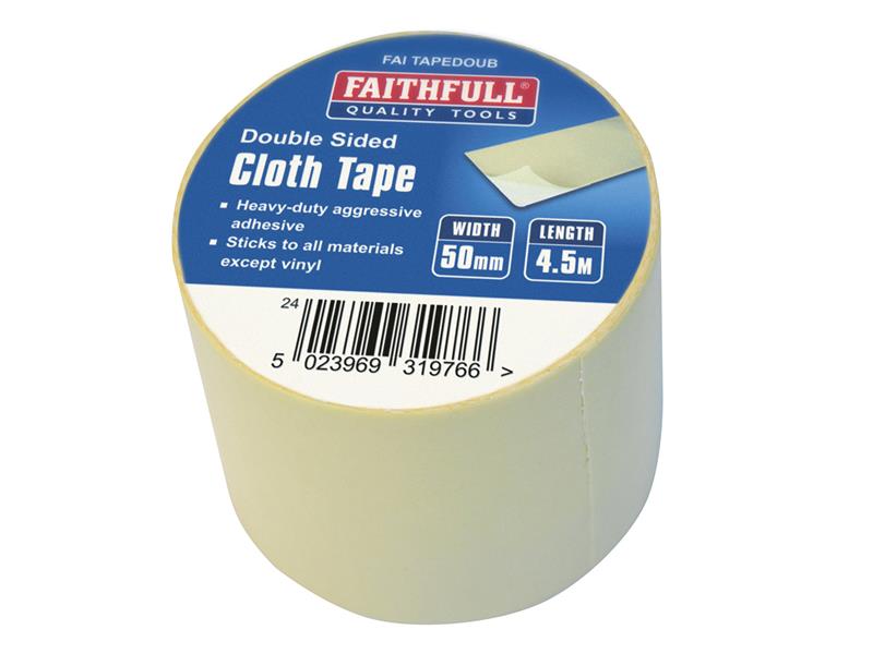 Heavy-Duty Double-Sided Cloth Tape 50mm x 4.5m, Faithfull