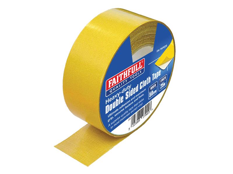Heavy-Duty Double-Sided Tape 50mm x 25m, Faithfull