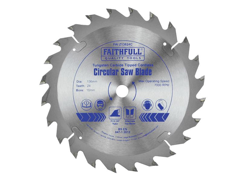 TCT Cordless Trimsaw Blade 136 x 10mm x 24T POS, Faithfull