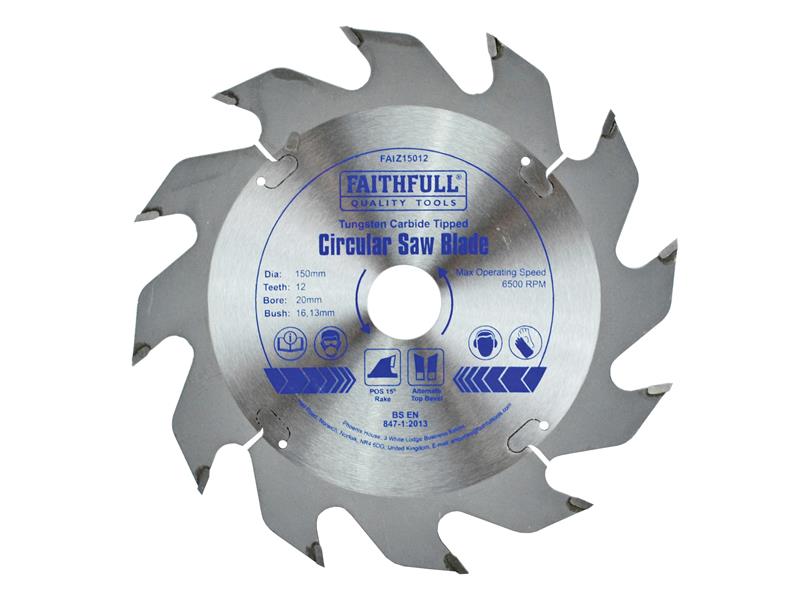 TCT Circular Saw Blade 150 x 20mm x 12T POS, Faithfull