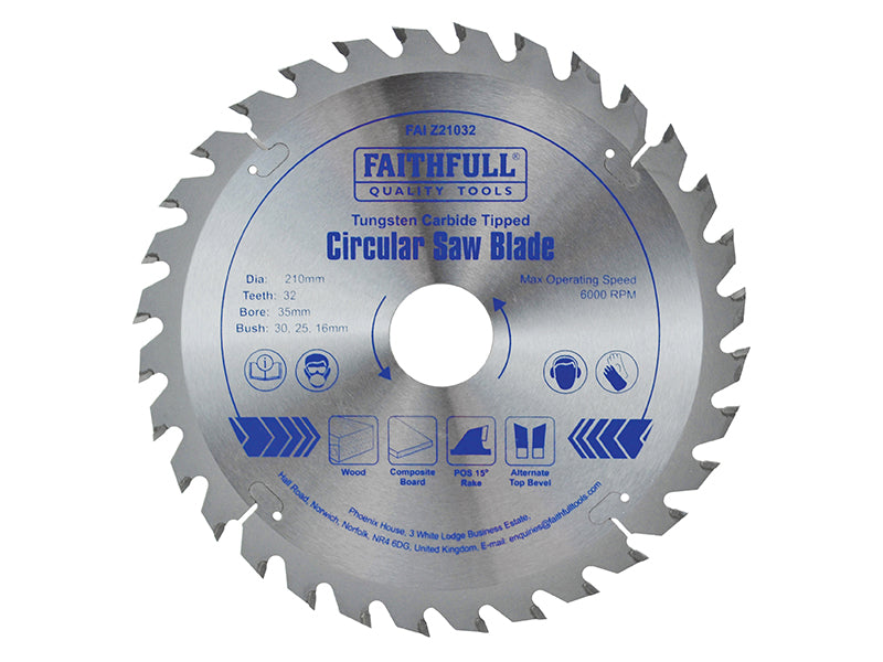 TCT Circular Saw Blade 210 x 35mm x 32T POS, Faithfull