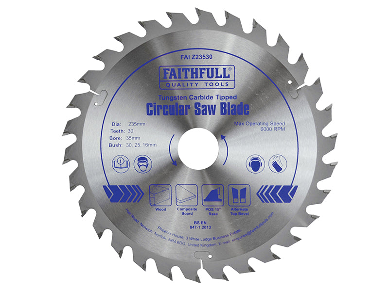 TCT Circular Saw Blade 235 x 35mm x 30T POS, Faithfull