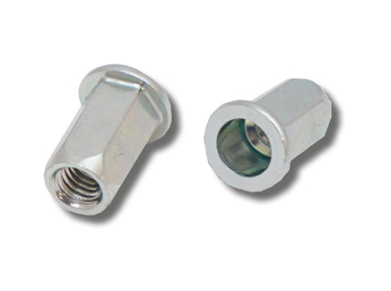 Steel Flat Head Full Hexagon Body Open JRP Rivet Nuts, Morgans OJ