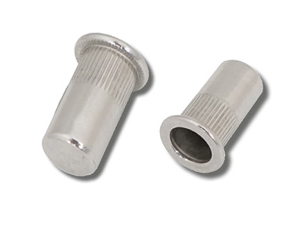 A2 St.Stl Flat Head Round Knurled Body Closed Rivet Nuts, Morgans OJ